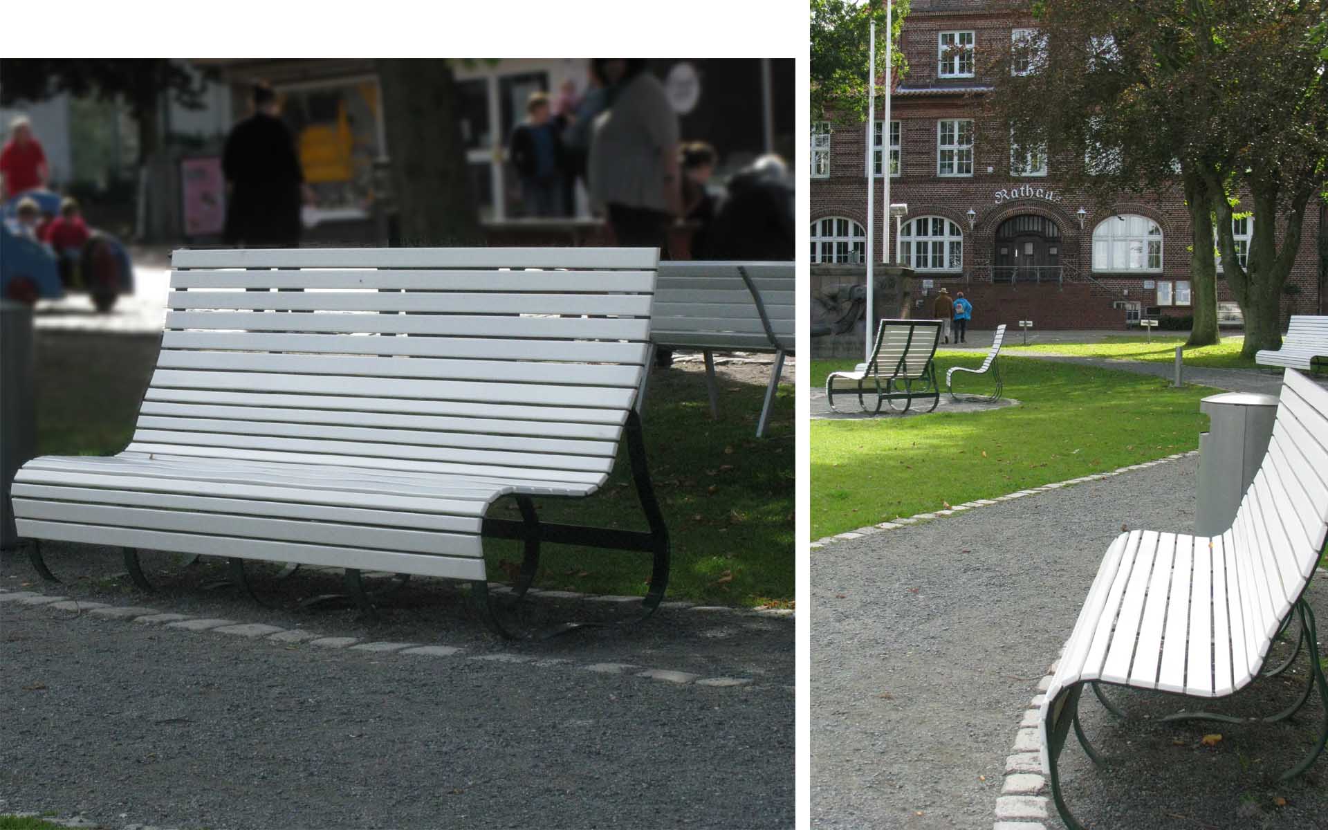 Büsum - Bänke mit Mineralwerkstoff-Lattung