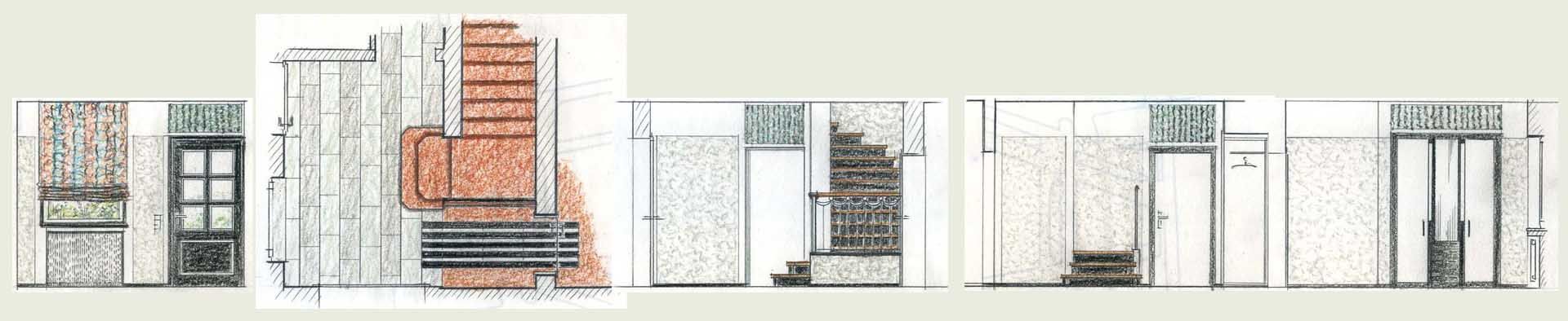 Einfamilienhaus, Eingang Zeichnung Heinz Hohnstädt