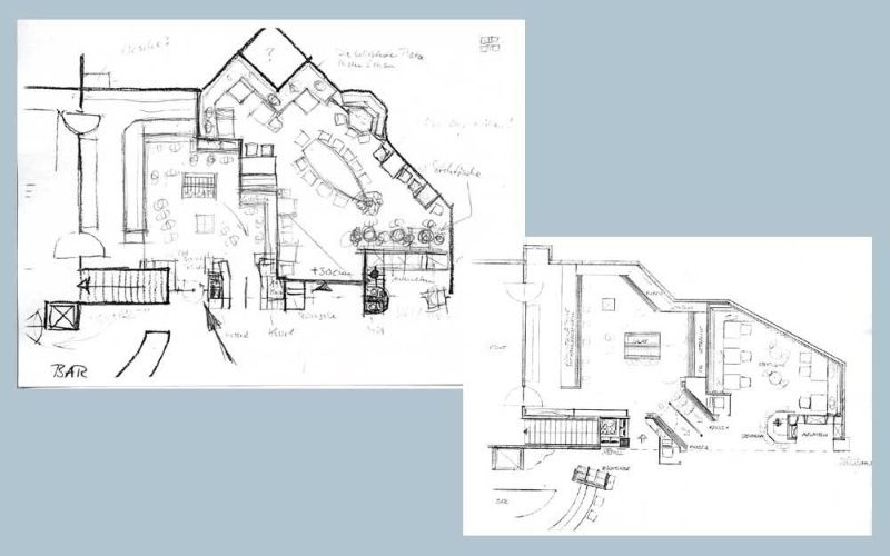 Gastronomie für ein Spassbad Zeichnung Heinz Hohnstädt