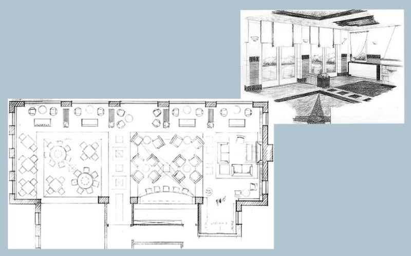 Gastronomie für einen Golfclub Zeichnung Heinz Hohnstädt