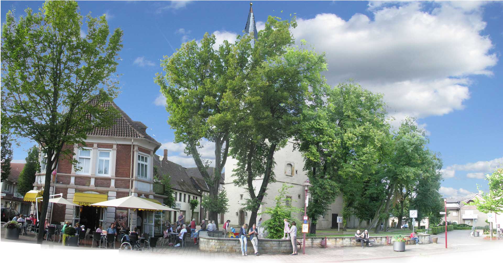 Rahden Kirchplatz im Sommer 2017. Fotomontage Heinz Hohnstädt